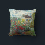 Claude Monet – アルジェンテウイルのアーティストガーデン クッション<br><div class="desc">アルゼンチュイルのアーティストガーデン/ダリアと庭園の一角 – クロード・モネ，キャンバス上の油,  1873</div>