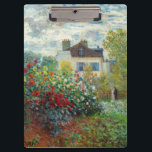 Claude Monet – アルジェンテウイルのアーティストガーデン クリップボード<br><div class="desc">アルゼンチュイルのアーティストガーデン/ダリアと庭園の一角 – クロード・モネ，キャンバス上の油,  1873</div>