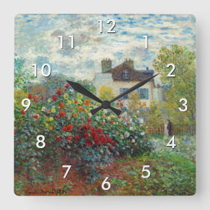 Claude Monet – アルジェンテウイルのアーティストガーデン スクエア壁時計
