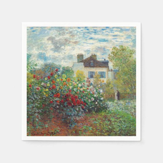 Claude Monet – アルジェンテウイルのアーティストガーデン スタンダードカクテルナプキン (正面)