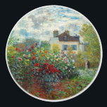 Claude Monet – アルジェンテウイルのアーティストガーデン セラミックノブ<br><div class="desc">アルゼンチュイルのアーティストガーデン/ダリアと庭園の一角 – クロード・モネ，キャンバス上の油,  1873</div>