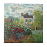 Claude Monet – アルジェンテウイルのアーティストガーデン タイル<br><div class="desc">アルゼンチュイルのアーティストガーデン/ダリアと庭園の一角 – クロード・モネ，キャンバス上の油,  1873</div>