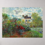 Claude Monet – アルジェンテウイルのアーティストガーデン ポスター<br><div class="desc">アルゼンチュイルのアーティストガーデン/ダリアと庭園の一角 – クロード・モネ，キャンバス上の油,  1873</div>