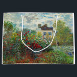 Claude Monet – アルジェンテウイルのアーティストガーデン ラージペーパーバッグ<br><div class="desc">アルゼンチュイルのアーティストガーデン/ダリアと庭園の一角 – クロード・モネ，キャンバス上の油,  1873</div>