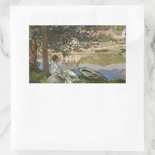 Claude Monet – セーヌ川の岸,ベネクア 長方形シール (バッグ)