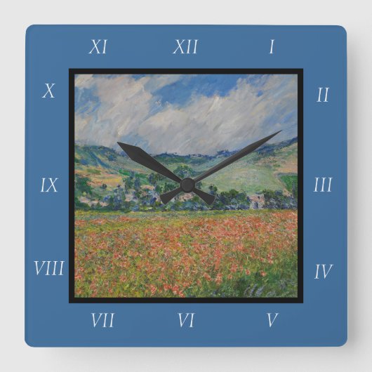 Claude Monet 絵画's, Poppy Field at Giverny スクエア壁時計 (正面)
