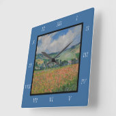 Claude Monet 絵画's, Poppy Field at Giverny スクエア壁時計 (傾斜)