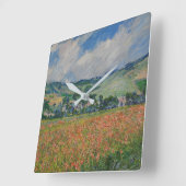 Claude Monet 絵画's, Poppy Field at Giverny スクエア壁時計 (傾斜)