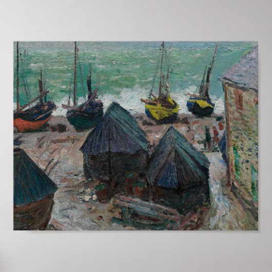 Claude Monet - Boats on the Beach at Etretat ポスター (正面)