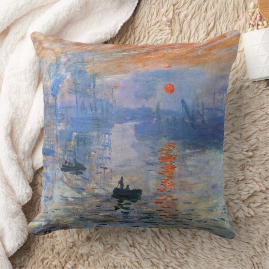 Claude Monet Impression Sunrise 1872 Harbor Art クッション (ブランケット)