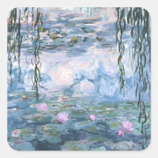 Claude Monet Impressionist Water Lillies Painting スクエアシール (正面)