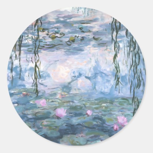 Claude Monet Impressionist Water Lillies Painting ラウンドシール (正面)
