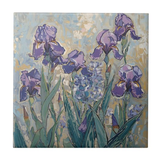 Claude Monet - Lilac Irises / Iris Mauves タイル (正面)