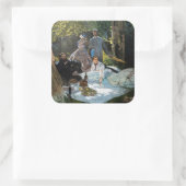 Claude Monet - Luncheon the Grass, Right Panel スクエアシール (バッグ)