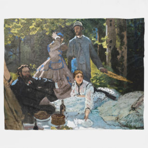 Claude Monet - Luncheon the Grass, Right Panel フリースブランケット