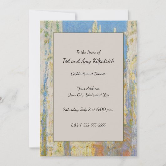 Claude Monet Rouen Cathedral Portal Morning Light 招待状 (裏面)