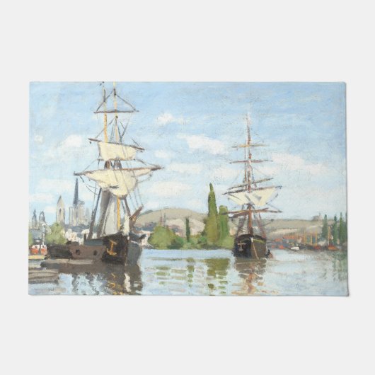 Claude Monet. Ships Riding on the Seine at Rouen ドアマット (正面)