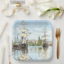 Claude Monet. Ships Riding on the Seine at Rouen ペーパープレート