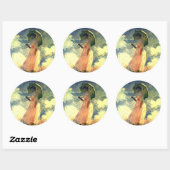 Claude Monet Stickersの傘を持つ女性 ラウンドシール (シート)