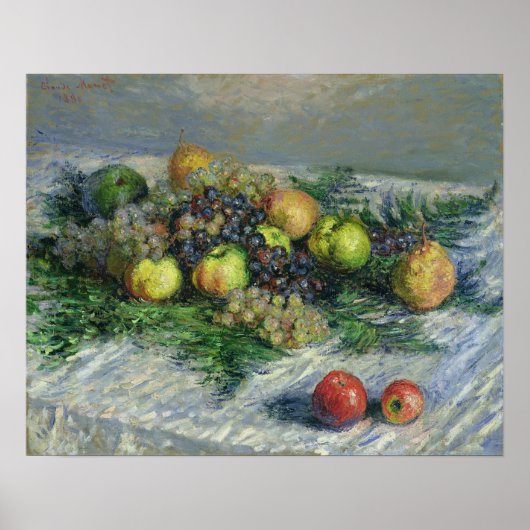 Claude Monet | Still Life with Pears and Grapes ポスター (正面)