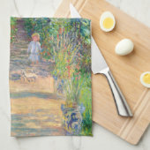 Claude Monet - The Artist's Garden at Veteuil キッチンタオル (四つ折り)