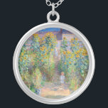 Claude Monet - The Artist's Garden at Veteuil シルバープレートネックレス<br><div class="desc">The Artist's Garden at Veteuil / Le jardin de l'artiste a Veteuil - Claude Monet，キャンバス上の油,  1881</div>