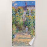 Claude Monet - The Artist's Garden at Veteuil ビーチタオル<br><div class="desc">The Artist's Garden at Veteuil / Le jardin de l'artiste a Veteuil - Claude Monet，キャンバス上の油,  1881</div>