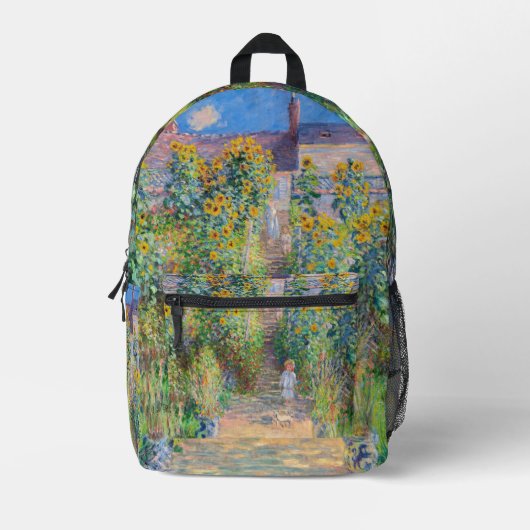 Claude Monet - The Artist's Garden at Veteuil プリントバックパック (正面)