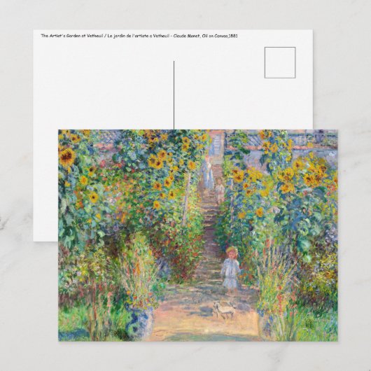 Claude Monet - The Artist's Garden at Veteuil ポストカード (正面/裏面)