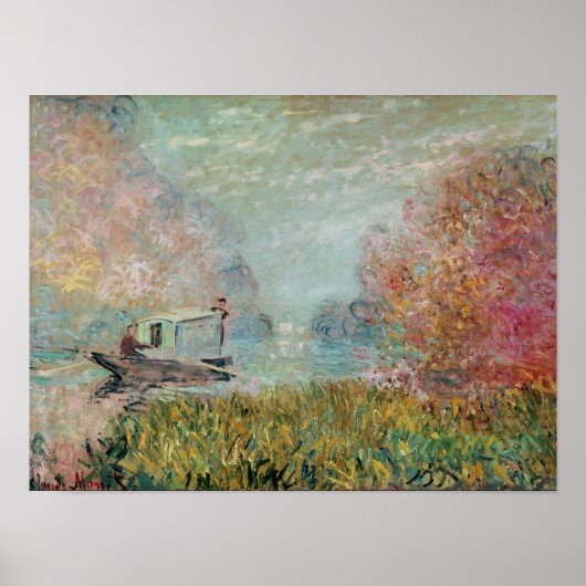 Claude Monet | The Boat Studio on the Seine, 1875 ポスター (正面)