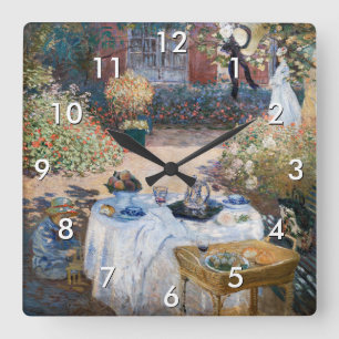 Claude Monet - The Lunchem，装飾パネル スクエア壁時計