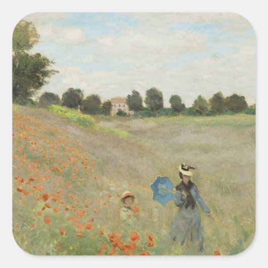 Claude Monet The Poppy Field near Argenteuil Art スクエアシール (正面)