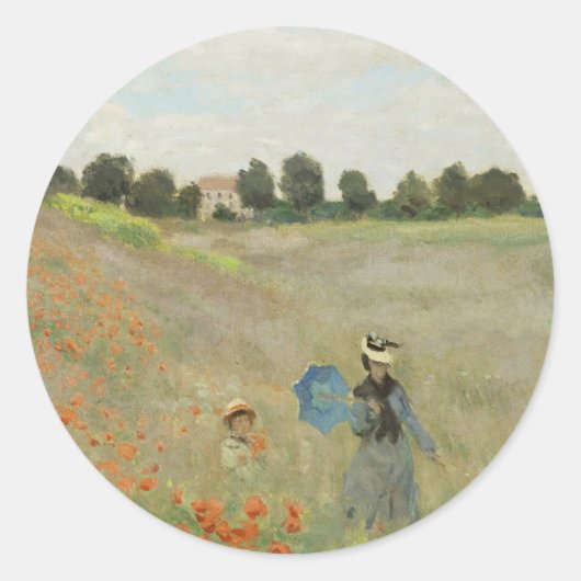Claude Monet The Poppy Field near Argenteuil Art ラウンドシール (正面)