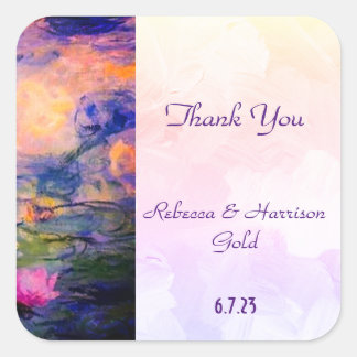 Claude Monet Water lilies Wedding Thank You スクエアシール