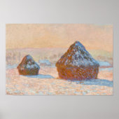Claude Monet - Wheatstacks, Snow Effect, Morning ポスター (正面)