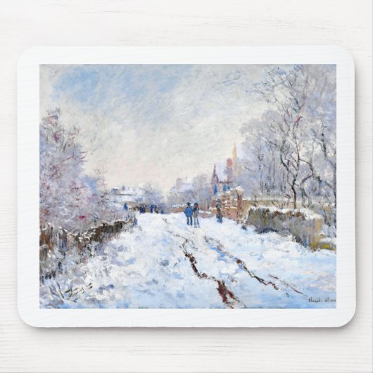 Claude Monet's snow at Argenteuil landscape マウスパッド (正面)