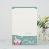 Claudetteパーティーのフクロウの|並べられたノート紙 便箋 (スタンド正面)