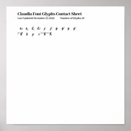 Claudia フォント グリフ コンタクトシート ポスター