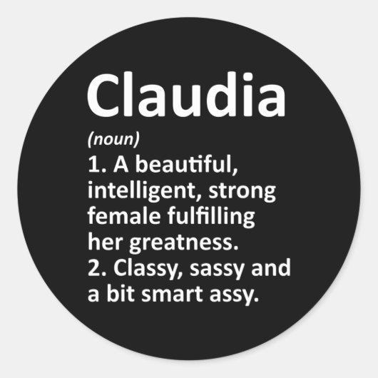 Claudia Definition Personalized Name Funny Christm ラウンドシール (正面)