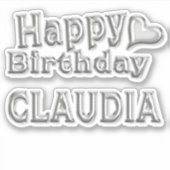 Claudia Happy Birthday silver Aufkleber Sticker シール (正面)
