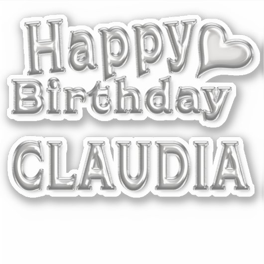 Claudia Happy Birthday silver Aufkleber Sticker シール (正面)