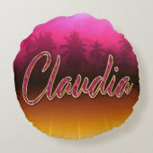 Claudia Vorname Name golden pink Kissen ラウンドクッション (裏面)