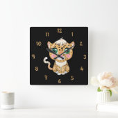 Claudye The Cat Wall Clock スクエア壁時計 (ホーム)