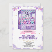 Claw machine arcade party invitation 招待状 (正面)