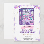 Claw machine arcade party invitation 招待状 (正面/裏面)