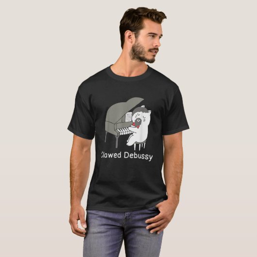 Clawed Debussy Cat Piano Classical Music Composer Tシャツ (正面フル)
