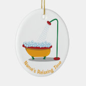 Clawfootのたらい及び泡赤及び金ゴールド セラミックオーナメント (右)