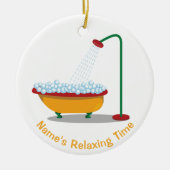 Clawfootのたらい及び泡赤及び金ゴールド セラミックオーナメント (正面)