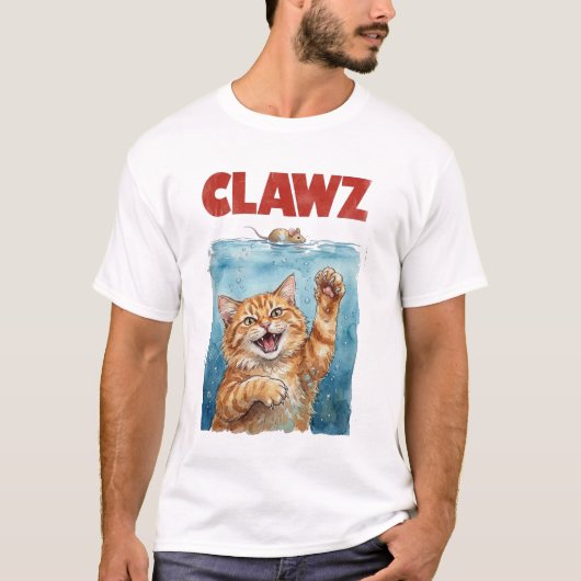 CLAWZ 猫パロディTシャツ | かわいい猫の映画  Tシャツ (正面)