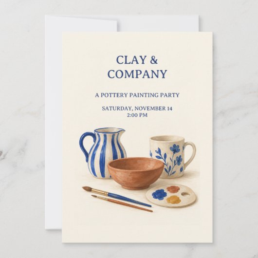 Clay and Company 陶芸ペイントパーティー招待状 招待状 (正面)